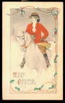 Christmas Girl on Horse 1917 Postcard