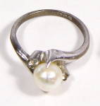 Early .925 Sterling Silver Faux Pearl Design Ring