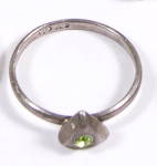 Early .925 Sterling Silver CU Green Stone Ring