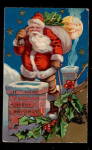 Santa Claus Climbing in Chimney 1907 Postcard