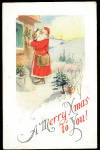 Santa Claus Nailing Holly 1912 Postcard