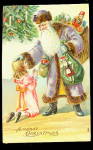 Purple Robe Santa Claus with Child 1908 Postcard