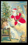 1908 Silk Santa Claus with Children Postcard