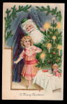 1906 Santa Claus in Green Robe with Girl Postcard