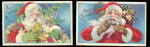 2 Santa Claus with Toys 1924 Postcards