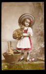 Real Photo Easter Girl with Rabbits 1910 Postcard