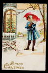Lovely Girl with Umbrella Christmas 1907 Postcard