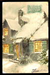 1905 New Years Greetings Scene House Postcard