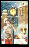 1907 New Years Greetings w Dog Postcard