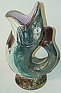 10 1/2" Majolica Figural Fish Pitcher (Image1)