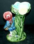 Click to view larger image of 6 1/2" Majolica  Boy Holding a Flower Vase (Image2)