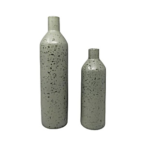 1970s Amazing Pair Of Vases In Ceramic In Green Color. Made In Italy