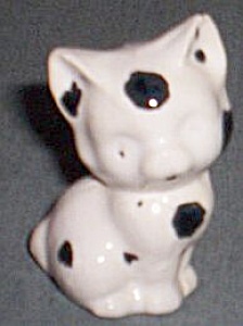 White Black Dot Pottery Kitten