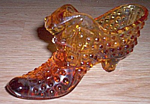 Fenton Amber Glass Cat Shoe