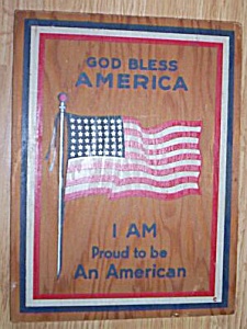 Vintage Wood &#147;god Bless America&#148; Post Card