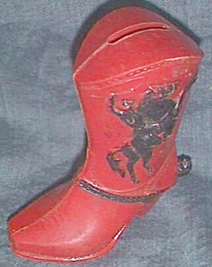 Vintage Plastic Boot Bank Rearing Horse