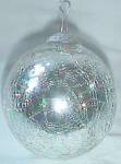 Click here to enlarge image and see more about item ch-1: Vintage Kugel Glass Crackle Christmas Ornament Silver