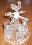Click here to enlarge image and see more about item estely-31: Vintage Rooster Wind Vane Caster/Shaker Set