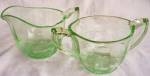 Click here to enlarge image and see more about item rum-580: US Glass Green Uranium Cream Sugar Set