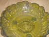 Click to view larger image of Forest Green Footed Art Glass Bowl Large Flower Shape (Image2)