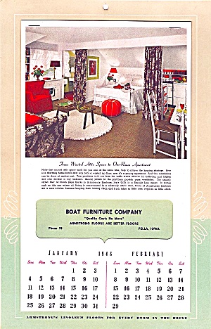 1948 Calendar: Armstrong Floors; Boat Furniture Co., Pella, IA  (Image1)