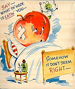 Bandaged Apple,smiling Worm: What's Eatin' You: Wwii Era Get Well Wish