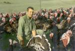 1950s Vintage Photo: Iowa Farmer Up-Close with Turkeys