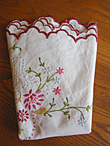 Vintage Round Embroidered Cotton Tablecloth