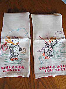 Embroidered Penguin Kitchen Towels