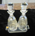 Click here to enlarge image and see more about item cruets120510: Czech Crystal Vintage Cruet Set 