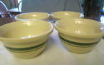 Click here to enlarge image and see more about item fpbowls8014: Friendship Pottery Green Stripe Bowls