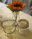 Click to view larger image of Vintage Glass Jars and Metal Basket (Image5)