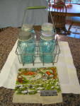 Click here to enlarge image and see more about item masonjars1013: Ball Mason Jars w/Dairy Carrier