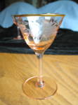Click to view larger image of Etched Pink Glass Vinage Stemware (Image3)