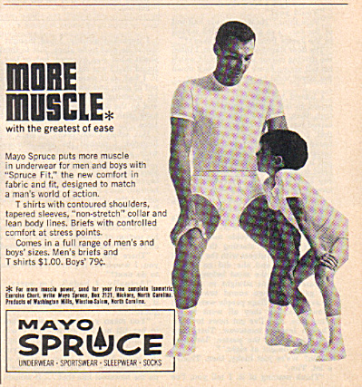 1965 Mayo Spruce Boy And Man Underwear Ad