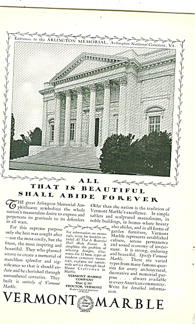 Vermont Marble Ad 1930
