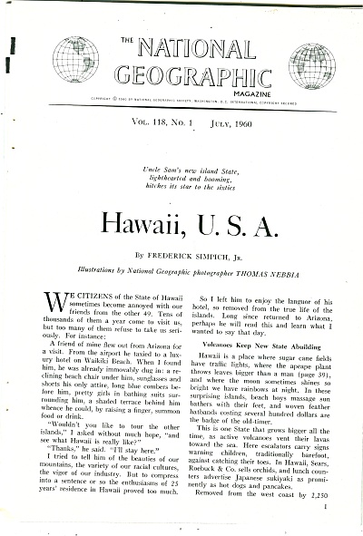 Hawaii, U.s.a. Story - 1960