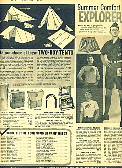 1960 Boy Scout Uniforms Ad Tents Camping +bsa