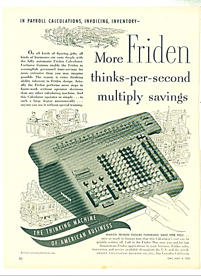 Friden Adding Machine Ad - 1953
