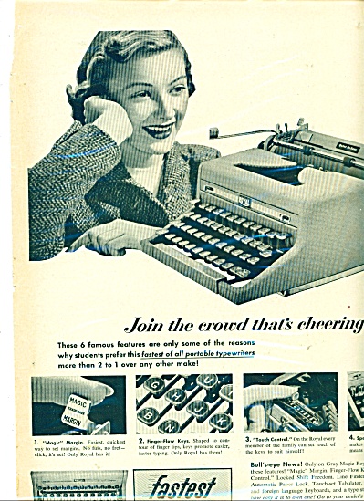 Gray Magic Royal Portable Typewriter Ad- 1950