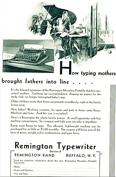 Remington Typewriter Ad 1932