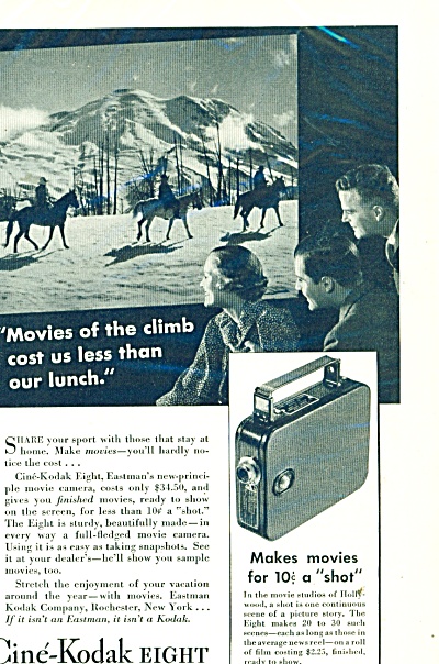 Cine-kodak Eight Camera Ad 1934