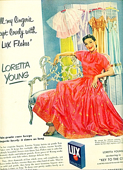 Lux Flakes Ad - Loretta Young 1950