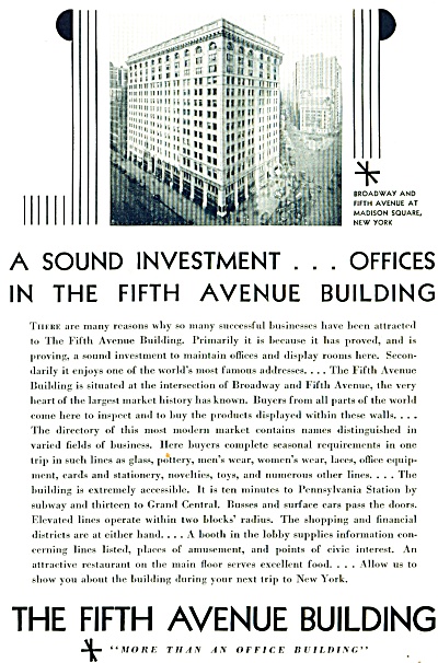 1930 =- The Fifth Avenue Building In New York