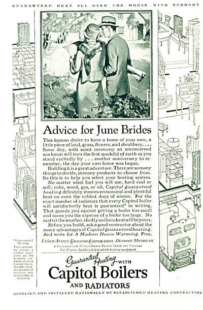1927 - Capitol Boilers And Radiators Ad
