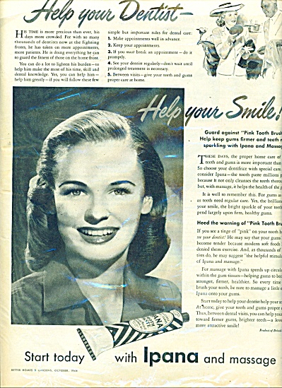 1944 - Ipana Tooth Paste Ad