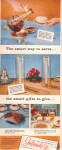 Click here to enlarge image and see more about item 012005V: 1956 INLAND GLASS Carafe Hurricane Lamps AD