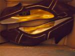 Vintage NEW NOS Shoes Cervelle Brown and Gold Size 7 1/