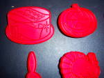 Click to view larger image of EIGHT Vintage TUPPERWARE + RED Cookie Cutters w/ Handle (Image4)