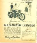 Click here to enlarge image and see more about item Z2185: Harley Davidson lightweight Hummer ad 1959